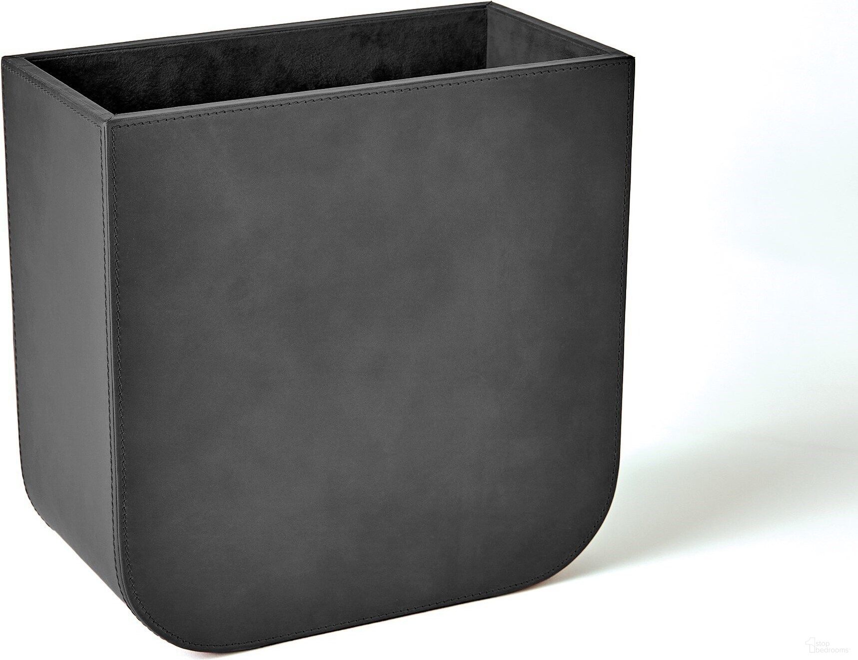 Radius Edge Leather Wastebasket In Black