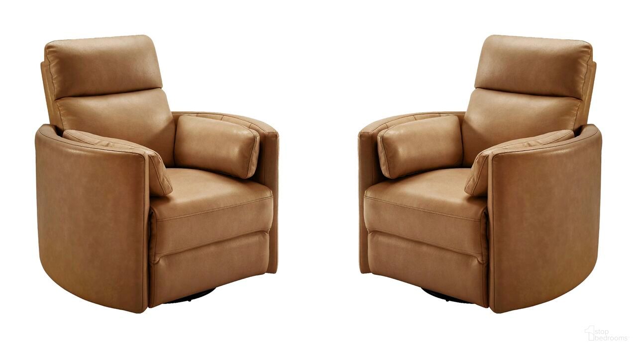 The appearance of Radius Swivel Power Glider Recliner Set of 2 In Vintage Caramel designed by Parker House in the modern / contemporary interior design. This vintage caramel piece of furniture  was selected by 1StopBedrooms from Radius Collection to add a touch of cosiness and style into your home. Sku: MRAD#812GSP-VGCM;MRAD#812GSP-VGCM. Material: Top Grain Leather.