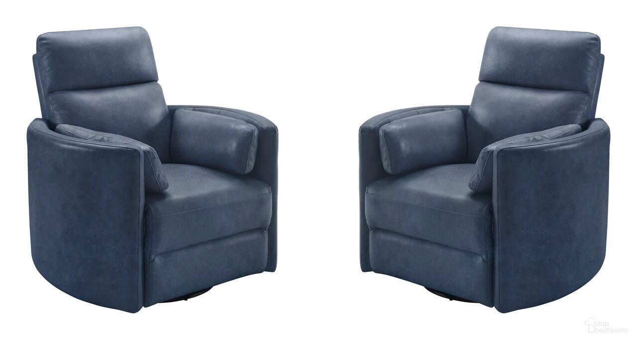 Radius Swivel Power Glider Recliner Set of 2 In Vintage Navy