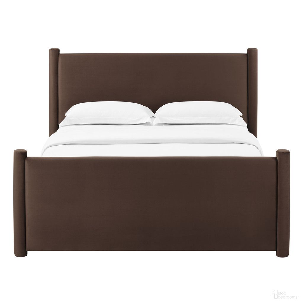 Rael Performance Velvet Full Platform Bed In Chocolate Brown