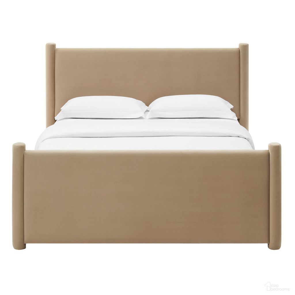 Rael Performance Velvet Full Platform Bed In Taupe
