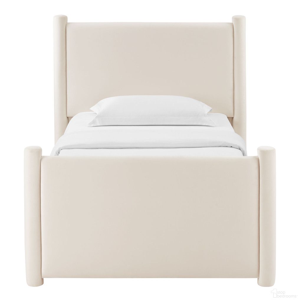 Rael Performance Velvet Twin Platform Bed In Alabaster
