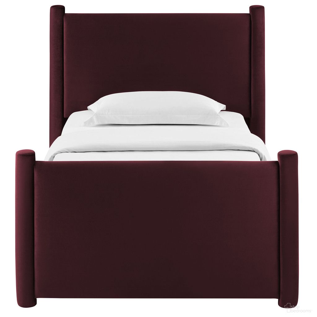 Rael Performance Velvet Twin Platform Bed In Mulberry