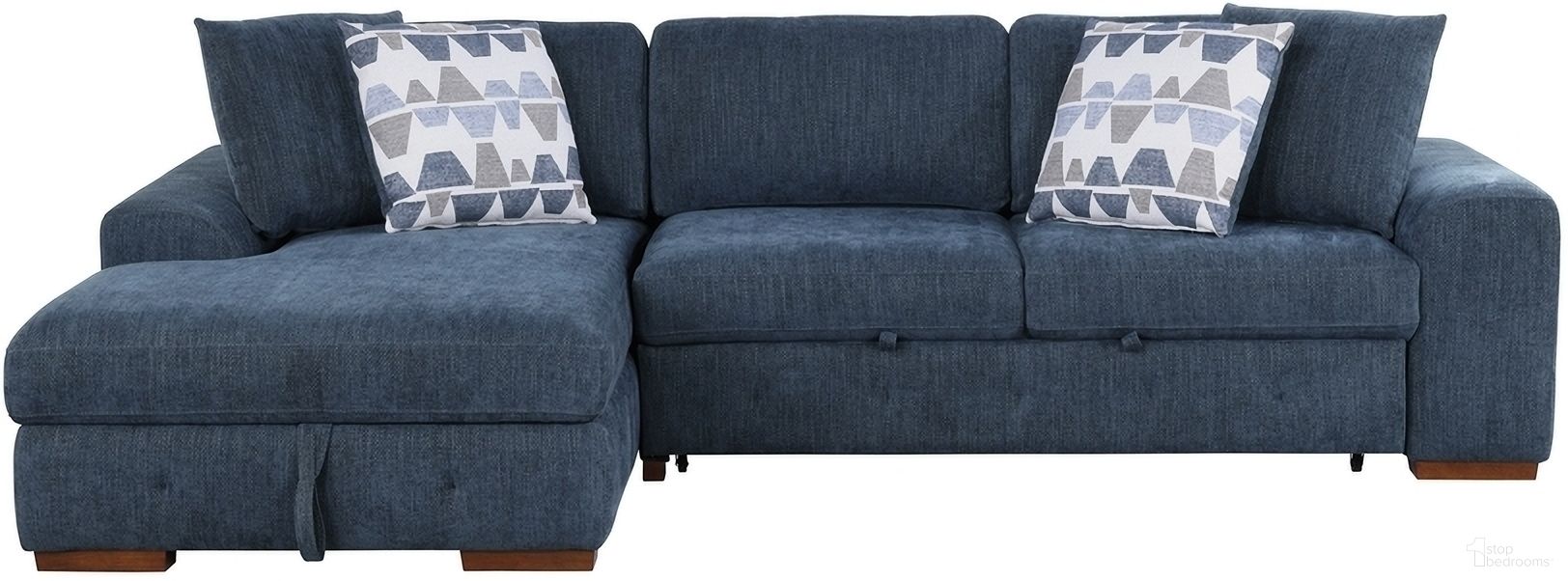 The appearance of Raife 2-Piece Sectional with Left Chaise In Blue designed by Homelegance in the modern / contemporary interior design. This blue piece of furniture  was selected by 1StopBedrooms from Raife Collection to add a touch of cosiness and style into your home. Sku: 9624BU-2R;9624BU-LC. Material: Chenille. Layout: LAF.