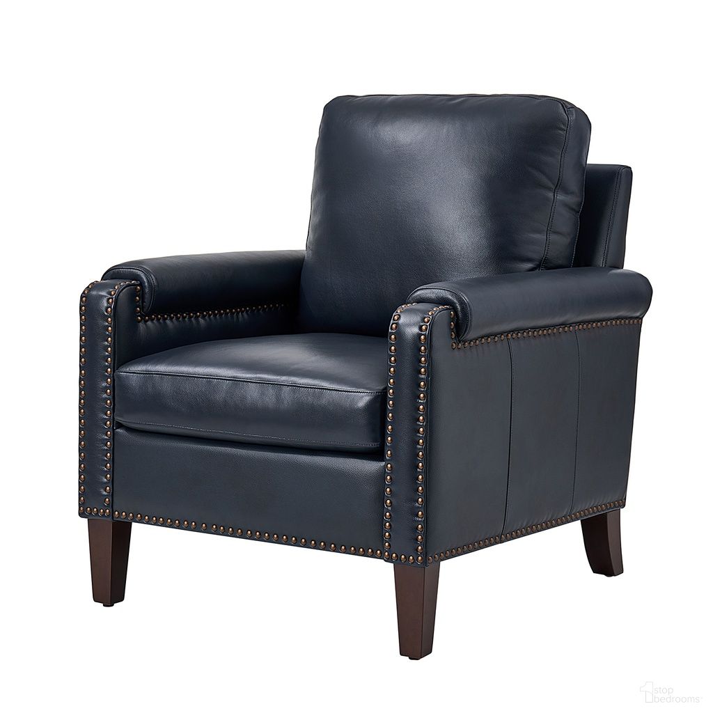 The appearance of Raimund Genuine Leather Armchair In Navy designed by Karat Home in the modern / contemporary interior design. This navy piece of furniture was selected by 1StopBedrooms from Raimund Collection to add a touch of cosiness and style into your home. Sku: CHLB0971-NAV. Material: Genuine Leather.