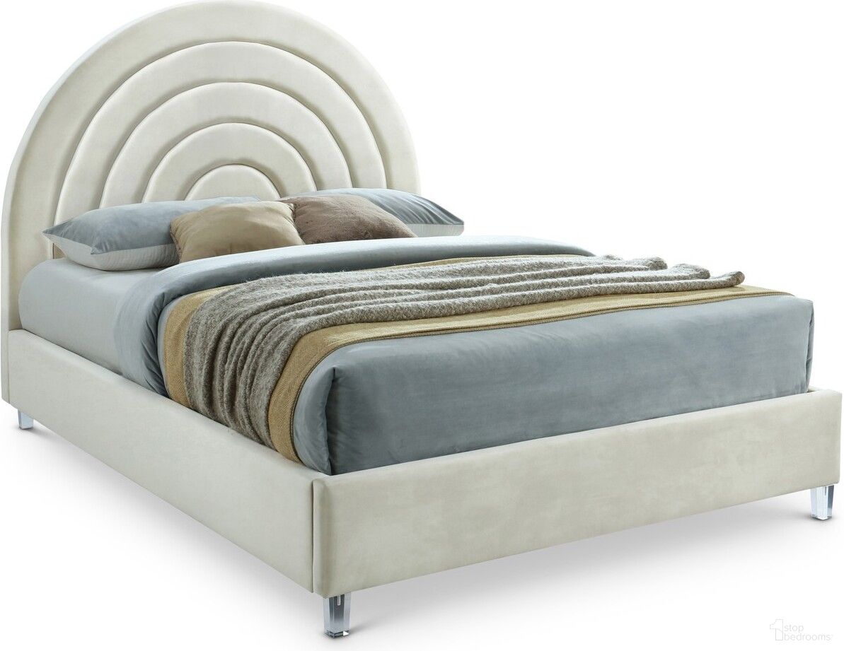 Rainbow Velvet Full Bed In Cream