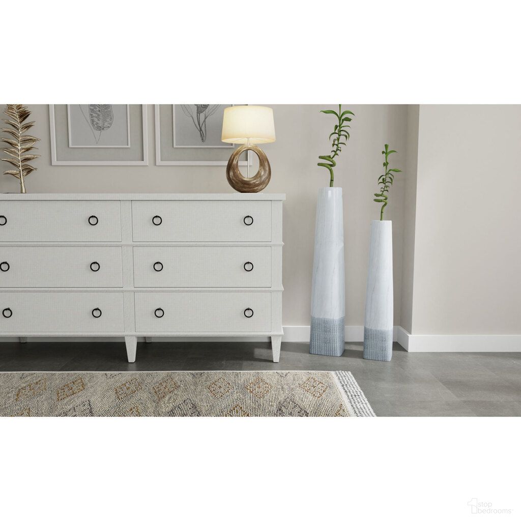 Raine 40 Inch Decorative Ceramic Floor Vase Large In White and Grey