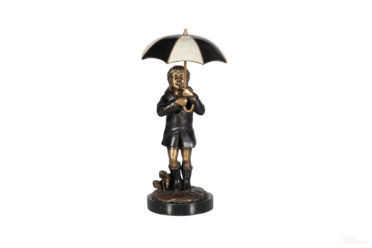 The appearance of Rainy Day Sculpture In Brass and Black designed by Maitland-Smith in the modern / contemporary interior design. This brass and black piece of furniture was selected by 1StopBedrooms from Maitland Smith Collection to add a touch of cosiness and style into your home. Sku: 89-1823. Material: Brass.