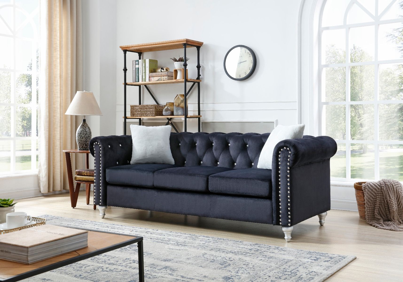 The appearance of Raisa Living Room Set In Black designed by Glory in the modern / contemporary interior design. This black piece of furniture was selected by 1StopBedrooms from Raisa Collection to add a touch of cosiness and style into your home. Sku: G863A-S-Sofa Seat and Frame;G863A-S-Sofa Back;G863A-S-Sofa Arms;G863A-L-Love Seat Arms and Frame;G863A-L-Loveseat Back. Material: Wood.