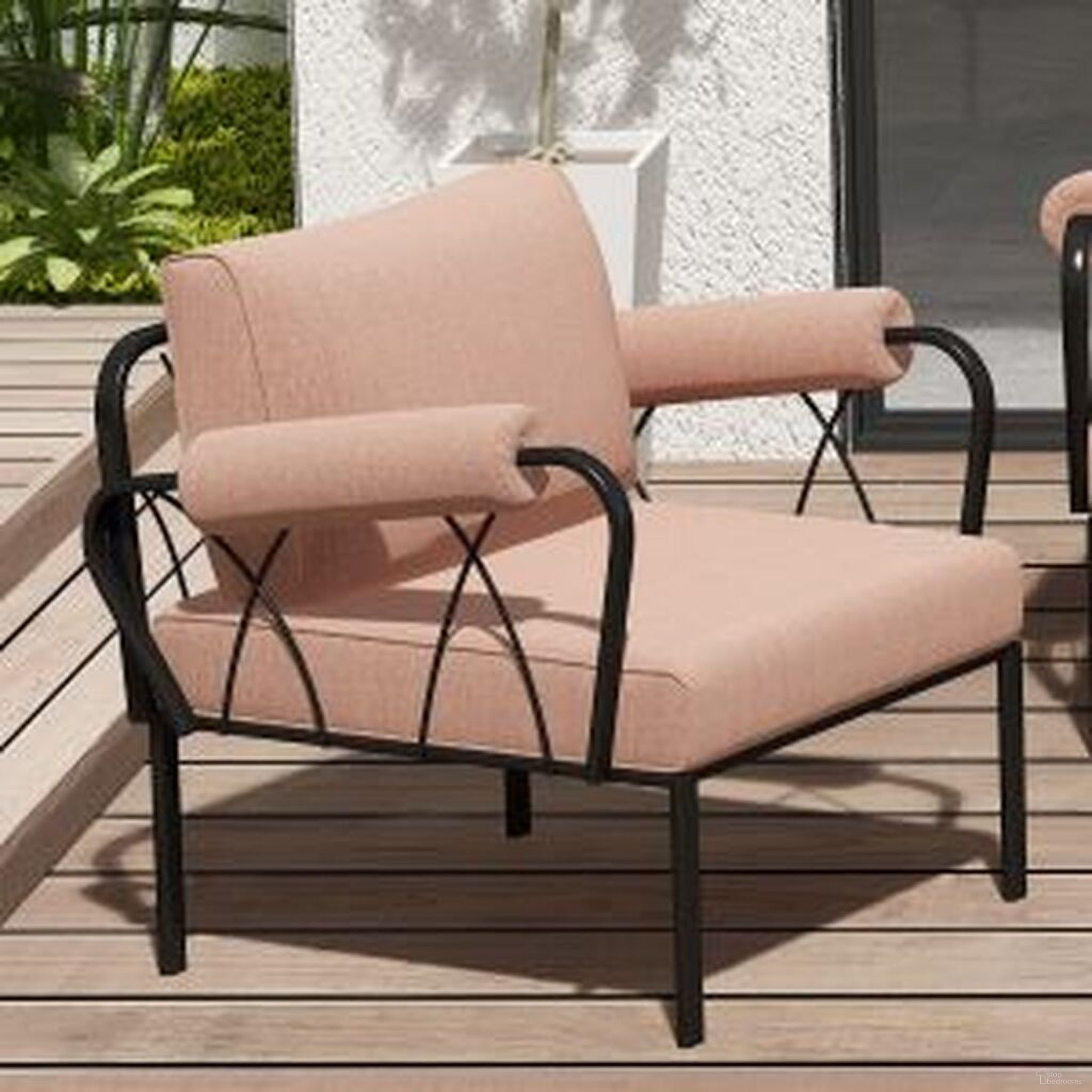The appearance of Rajni Patio Arm Chair In Pink and Black designed by ACME in the modern / contemporary interior design. This pink and black piece of furniture was selected by 1StopBedrooms from Rajni Collection to add a touch of cosiness and style into your home. Sku: OT01766. Material: Metal.