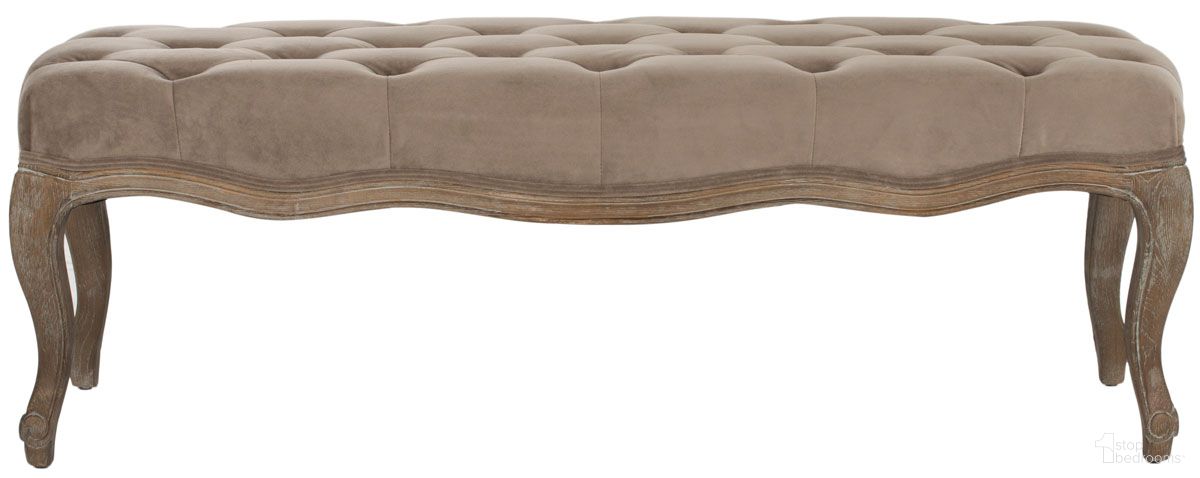 The appearance of Ramsey Mushroom Taupe and Pickled Oak Finish Bench designed by Safavieh in the country / farmhouse interior design. This mushroom piece of furniture was selected by 1StopBedrooms from Ramsey Collection to add a touch of cosiness and style into your home. Sku: MCR4577D. Material: Wood.