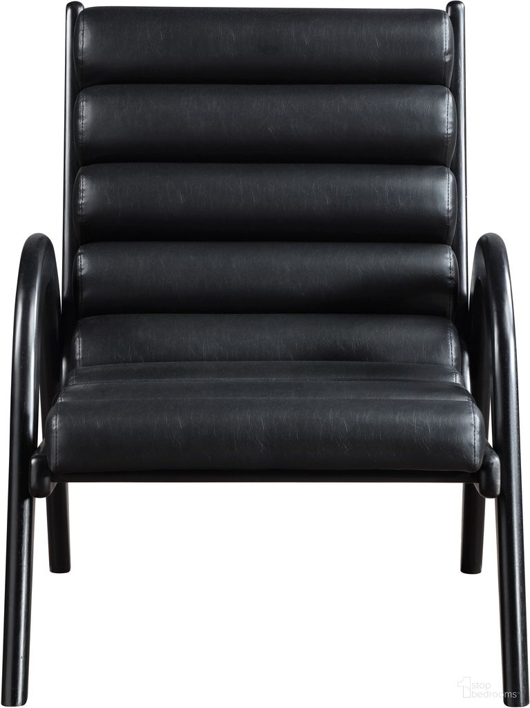 The appearance of Randal Vegan Leather Upholstered Accent Chair In Black designed by Meridian in the modern / contemporary interior design. This black piece of furniture was selected by 1StopBedrooms from Randal Collection to add a touch of cosiness and style into your home. Sku: 33057Black. Material: Leather.