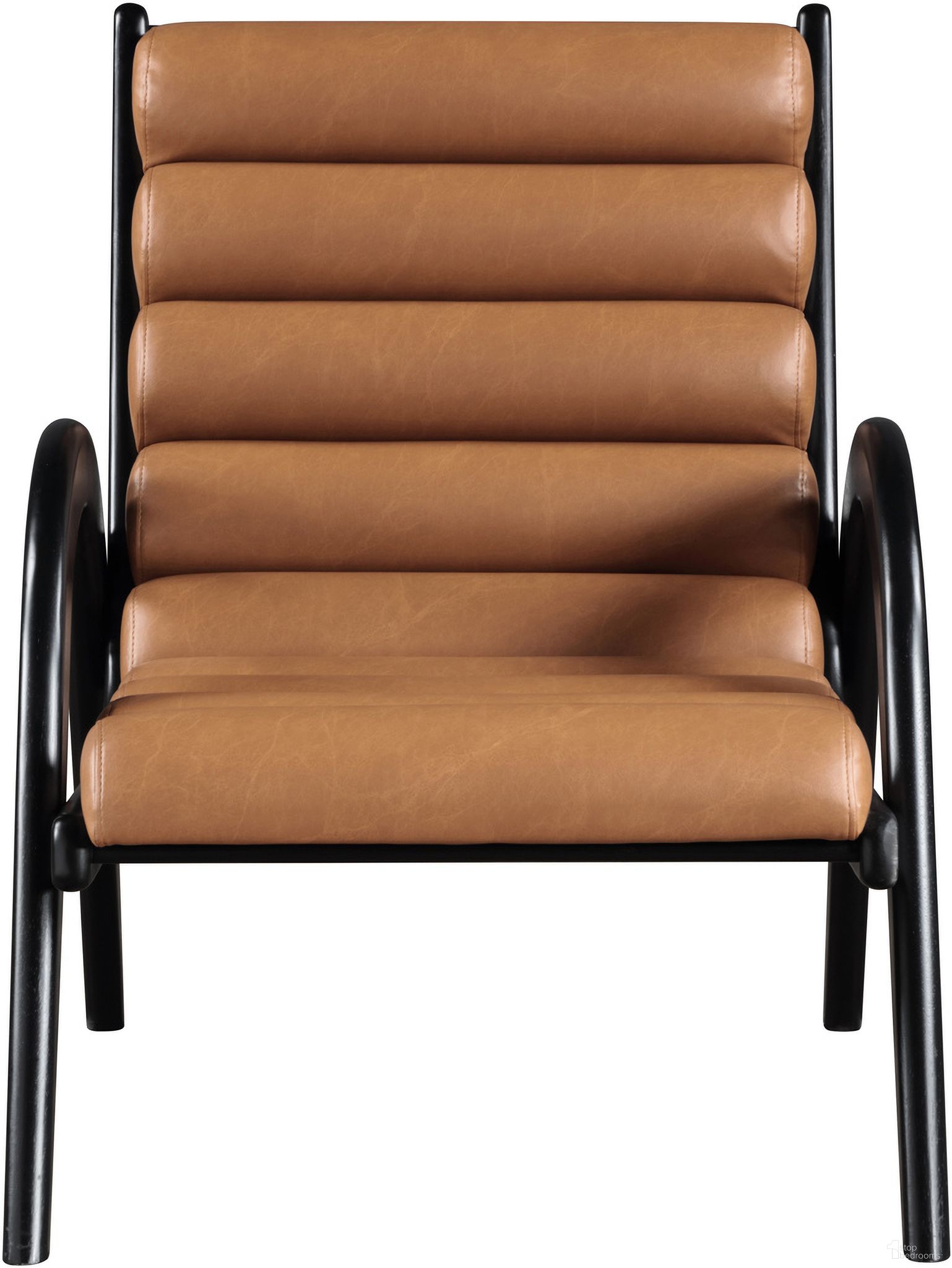 The appearance of Randal Vegan Leather Upholstered Accent Chair In Cognac and Black designed by Meridian in the modern / contemporary interior design. This cognac and black piece of furniture was selected by 1StopBedrooms from Randal Collection to add a touch of cosiness and style into your home. Sku: 33057Cognac. Material: Leather.