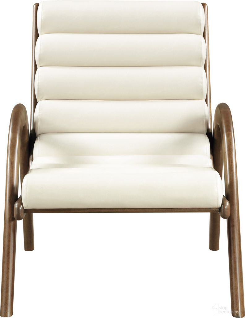 The appearance of Randal Vegan Leather Upholstered Accent Chair In Cream and Brown Walnut designed by Meridian in the modern / contemporary interior design. This cream/brown walnut piece of furniture  was selected by 1StopBedrooms from Randal Collection to add a touch of cosiness and style into your home. Sku: 33058Cream. Material: Leather.