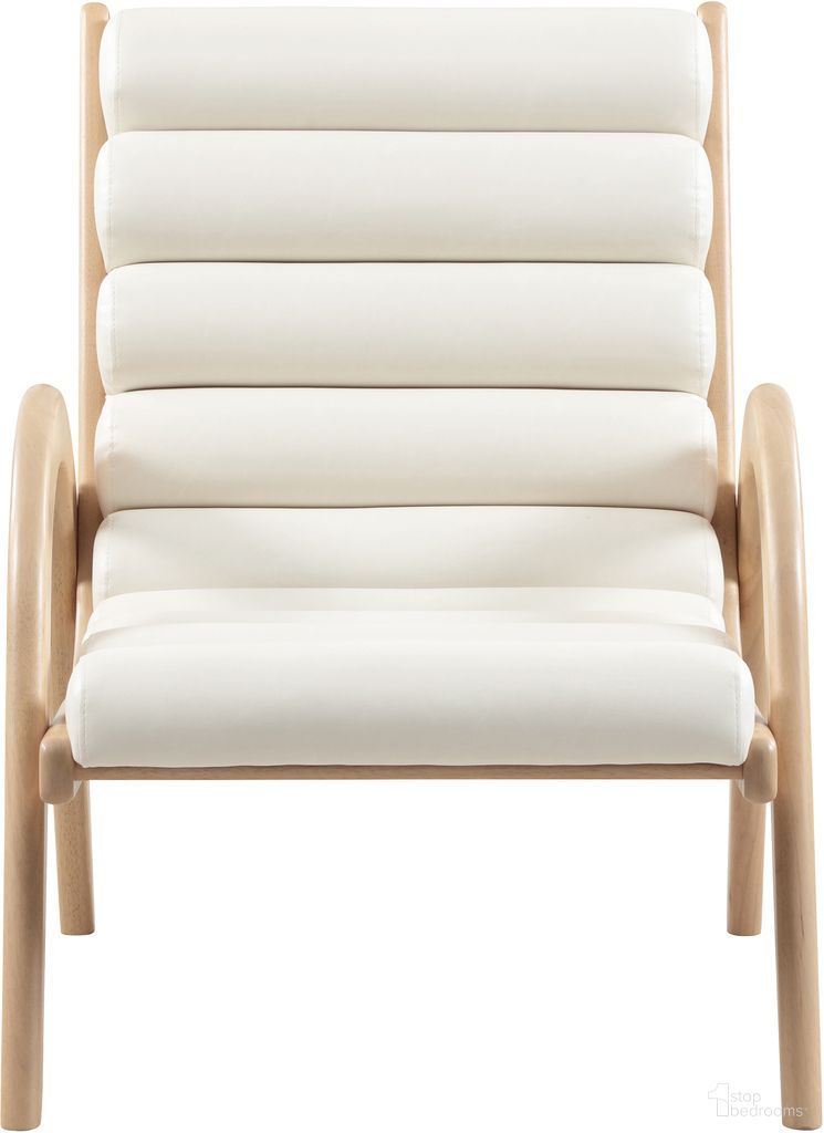 The appearance of Randal Vegan Leather Upholstered Accent Chair In Cream and Natural designed by Meridian in the modern / contemporary interior design. This natural/cream piece of furniture was selected by 1StopBedrooms from Randal Collection to add a touch of cosiness and style into your home. Sku: 33056Cream. Material: Leather.