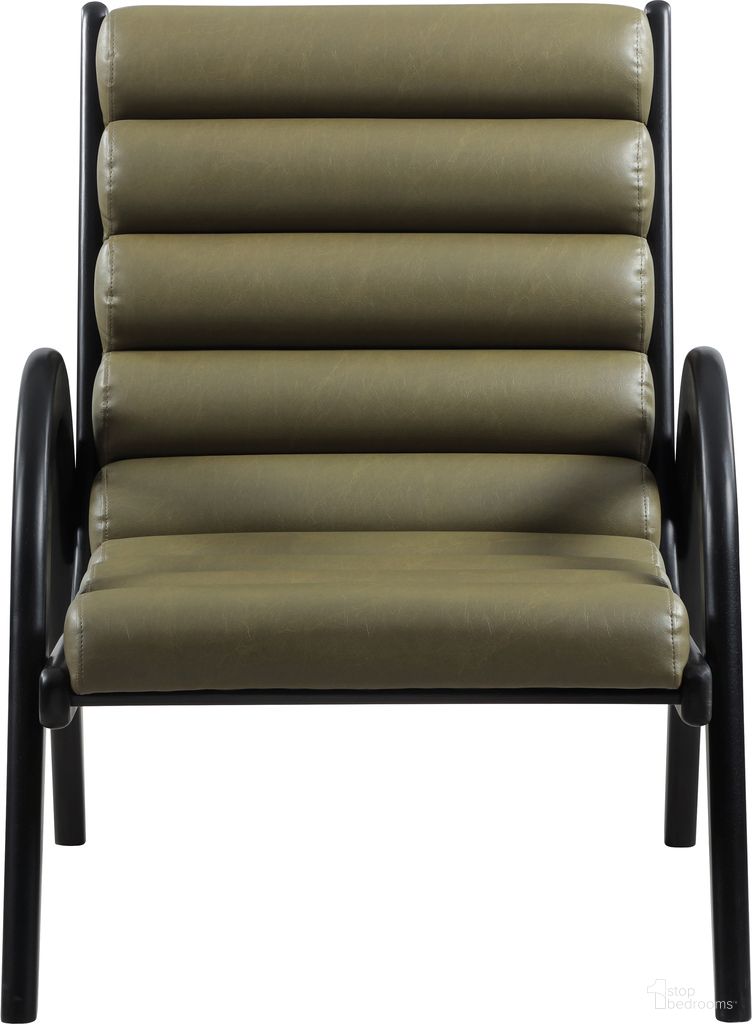 Randal Vegan Leather Upholstered Accent Chair In Olive and Black