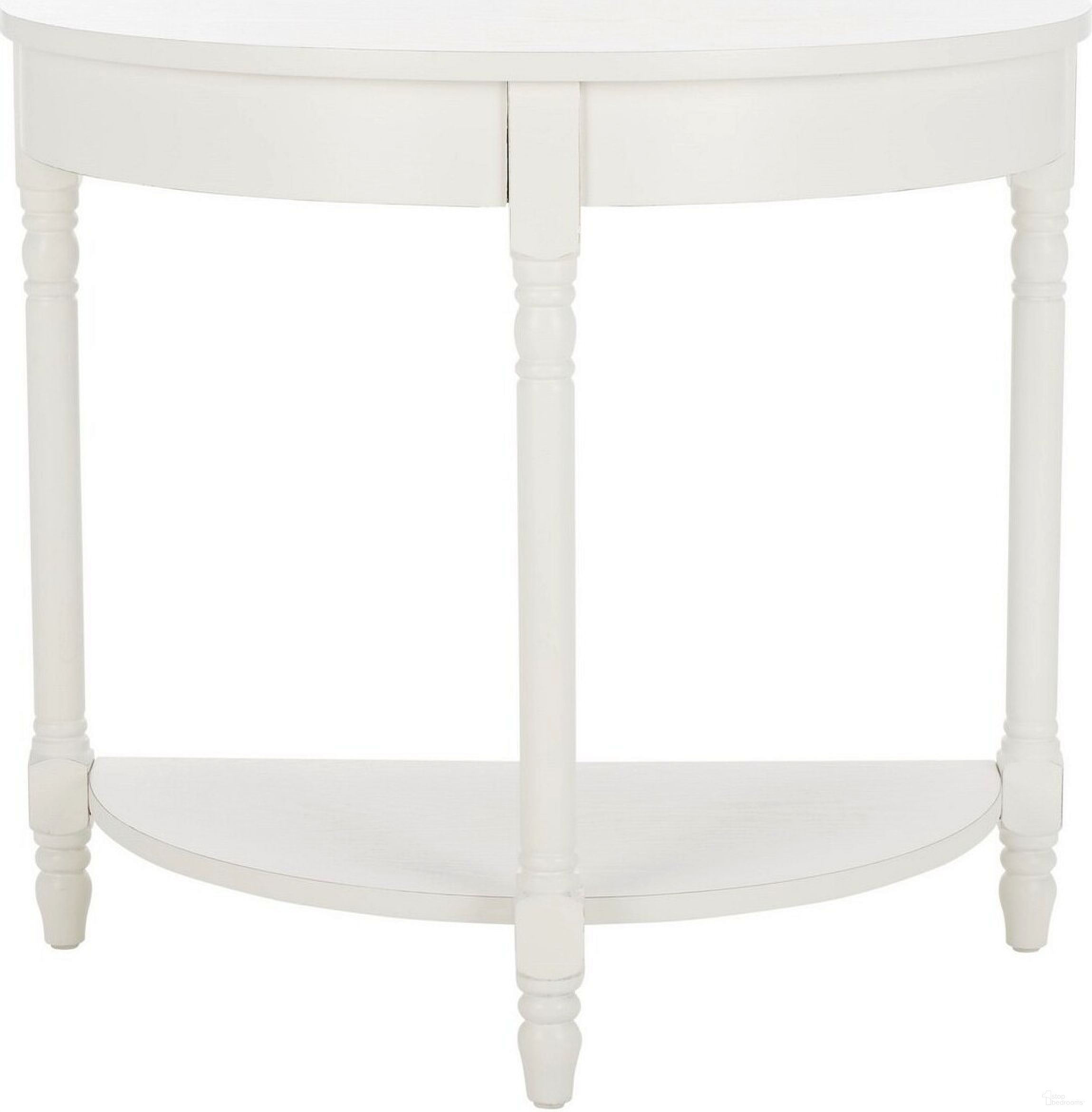 The appearance of Randell Shady White Console designed by Safavieh in the traditional interior design. This off white piece of furniture  was selected by 1StopBedrooms from Randell Collection to add a touch of cosiness and style into your home. Sku: AMH6609A. Material: Wood.