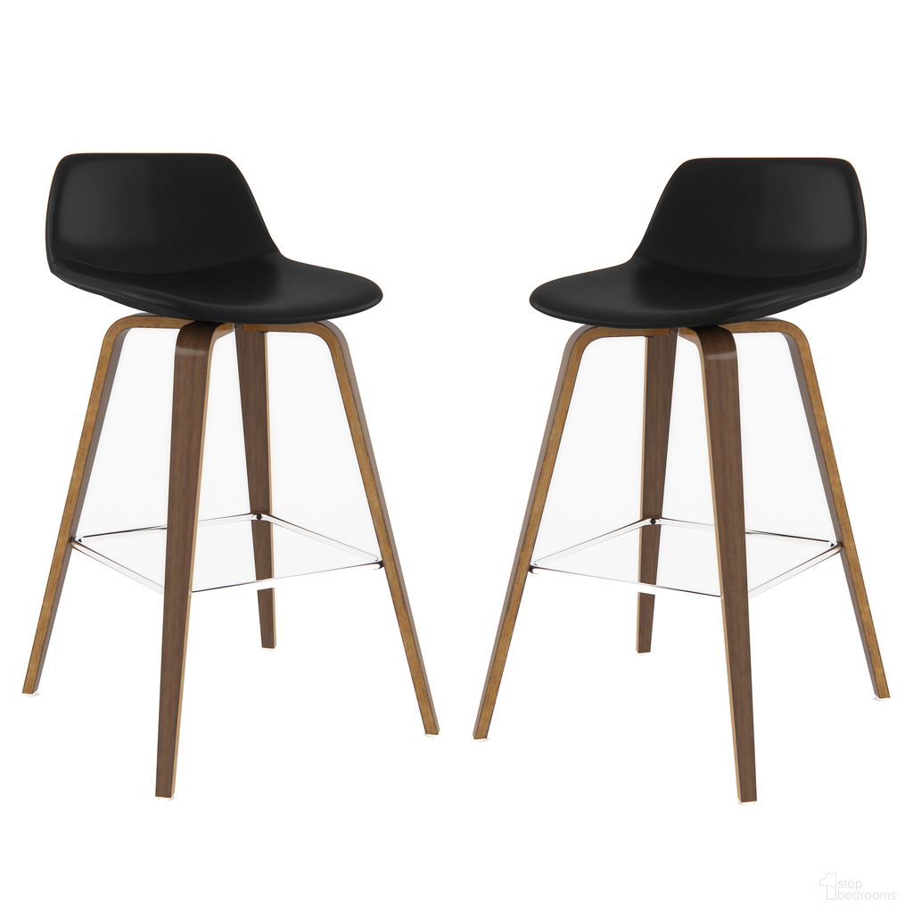 The appearance of Randolph Bentwood Vegan Faux Leather Counter/Bar Height Stool Set of 2 In Black designed by Simpli Home in the transitional interior design. This black piece of furniture was selected by 1StopBedrooms from Randolph Collection to add a touch of cosiness and style into your home. Sku: AXCRAN26N-BL. Material: Faux Leather.