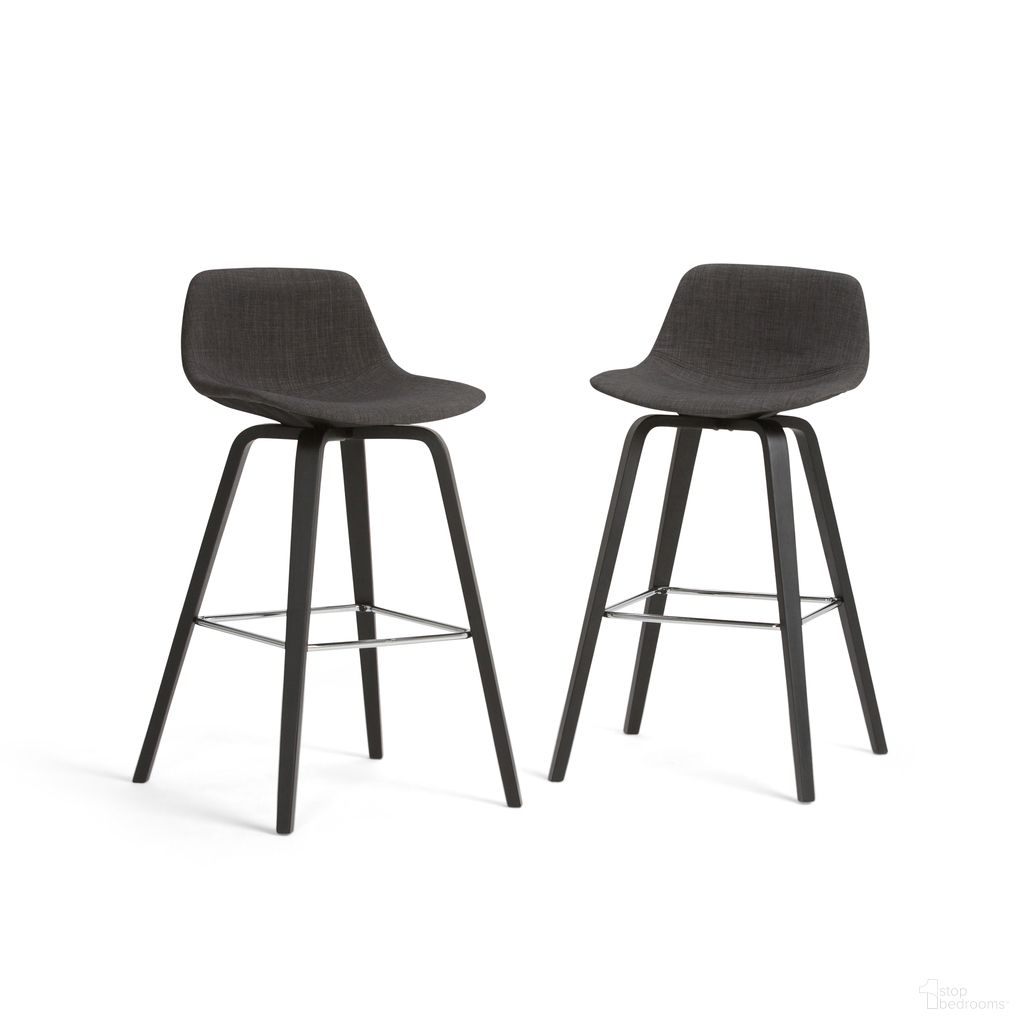 The appearance of Randolph Linen Look Fabric Bentwood Counter/Bar Height Stool Set of 2 In Charcoal Grey and Black designed by Simpli Home in the transitional interior design. This charcoal grey and black piece of furniture  was selected by 1StopBedrooms from Randolph Collection to add a touch of cosiness and style into your home. Sku: AXCRAN30B-G. Material: Linen.