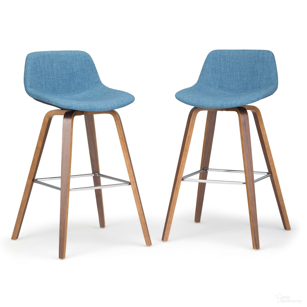 The appearance of Randolph Linen Look Fabric Bentwood Counter/Bar Height Stool Set of 2 In Medium Blue designed by Simpli Home in the transitional interior design. This medium blue piece of furniture  was selected by 1StopBedrooms from Randolph Collection to add a touch of cosiness and style into your home. Sku: AXCRAN26N-MBU. Material: Linen.
