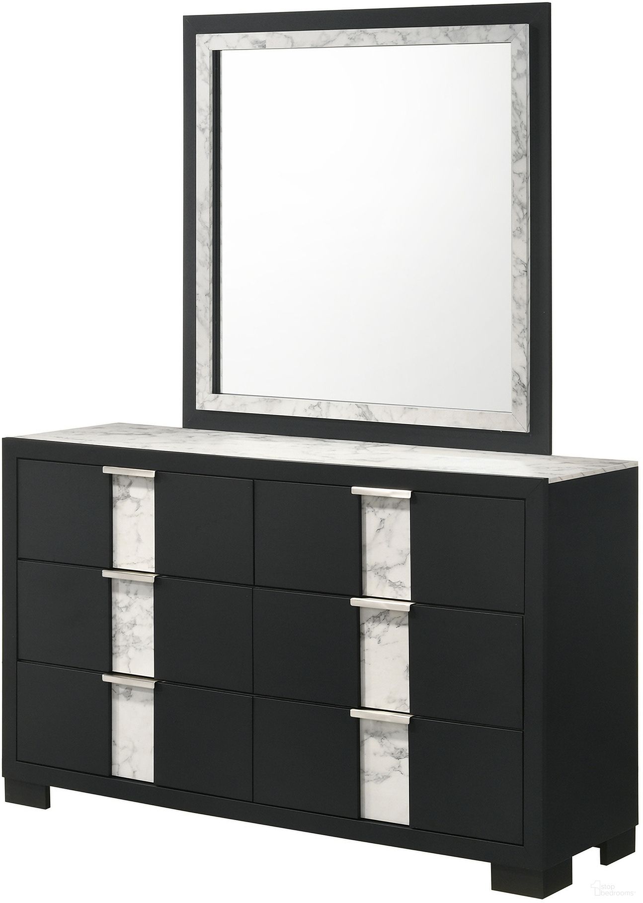 The appearance of Rangley Dresser Mirror In Black designed by Crown Mark in the modern / contemporary interior design. This black piece of furniture  was selected by 1StopBedrooms from Rangley Collection to add a touch of cosiness and style into your home. Sku: B6835-11. Material: MDF.