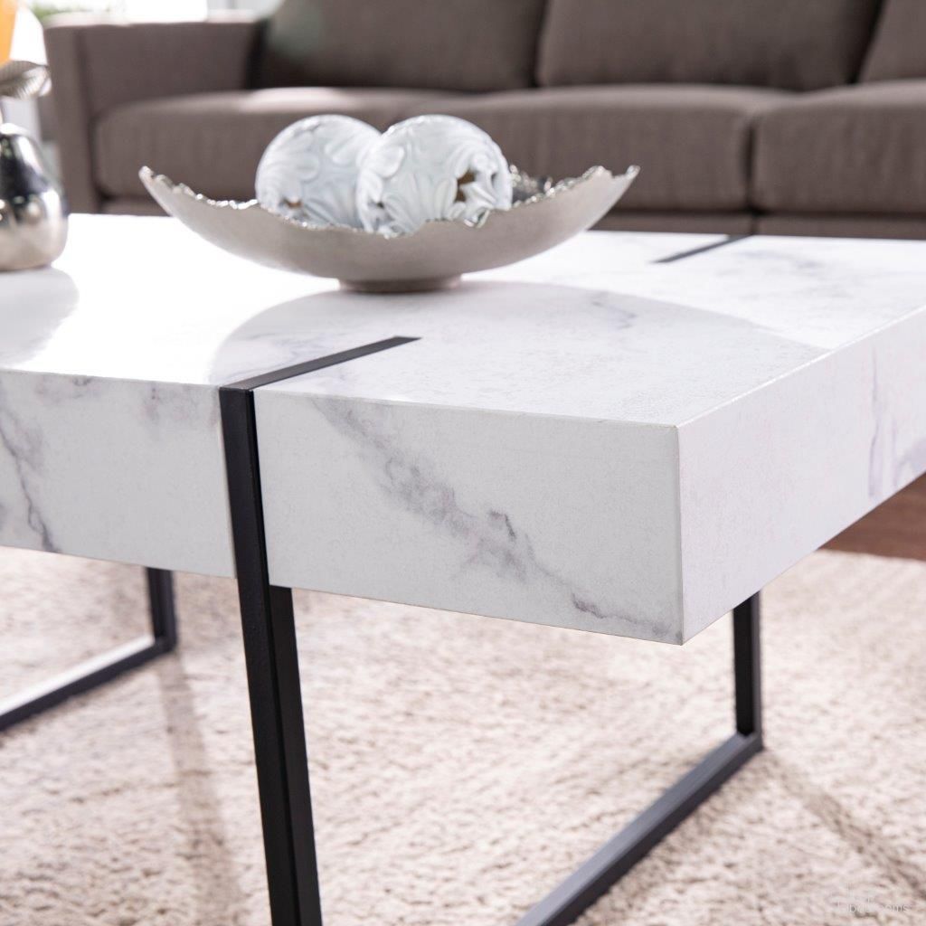 The appearance of Rangley Modern Faux Marble Cocktail Table designed by SEI Furniture in the modern / contemporary interior design. This black piece of furniture  was selected by 1StopBedrooms from Rangley Collection to add a touch of cosiness and style into your home. Sku: CK1142700. Material: Wood.
