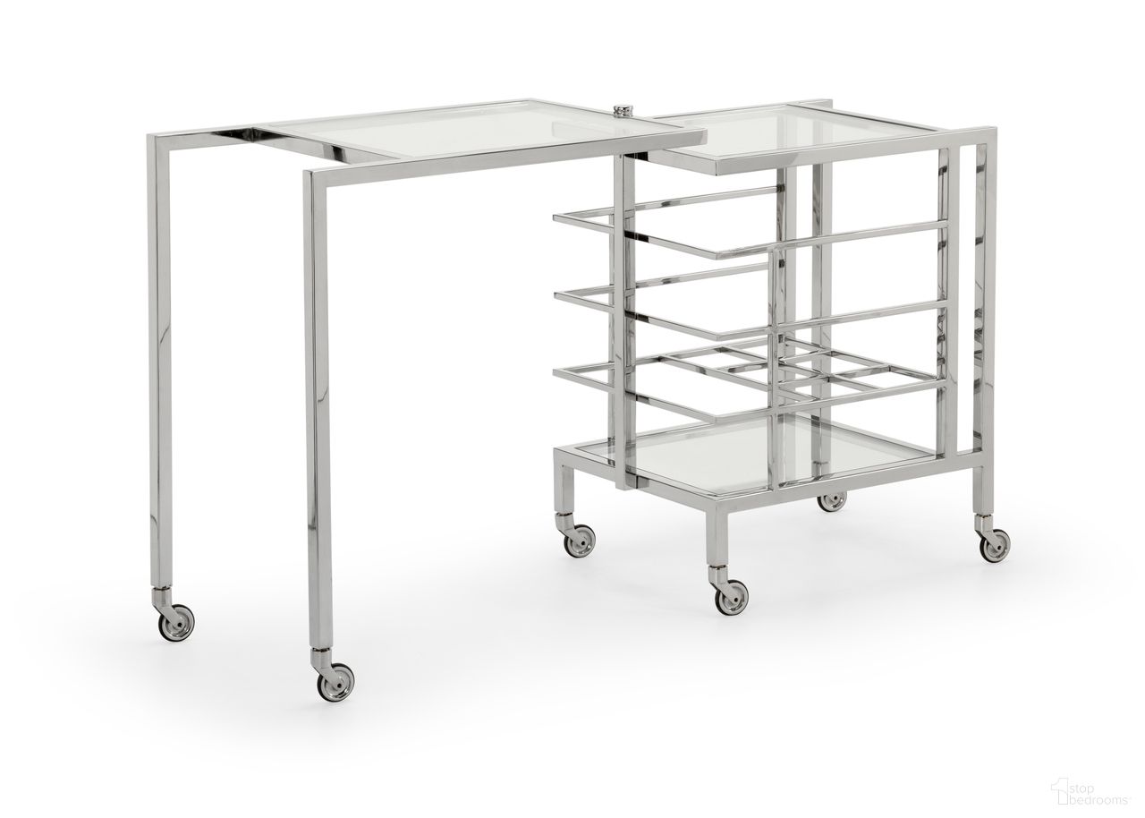 The appearance of Rankin Bar Cart In Silver designed by Chelsea House in the interior design. This silver piece of furniture was selected by 1StopBedrooms from Chelsea House Misc Collection to add a touch of cosiness and style into your home. Sku: 384786. Material: Metal.