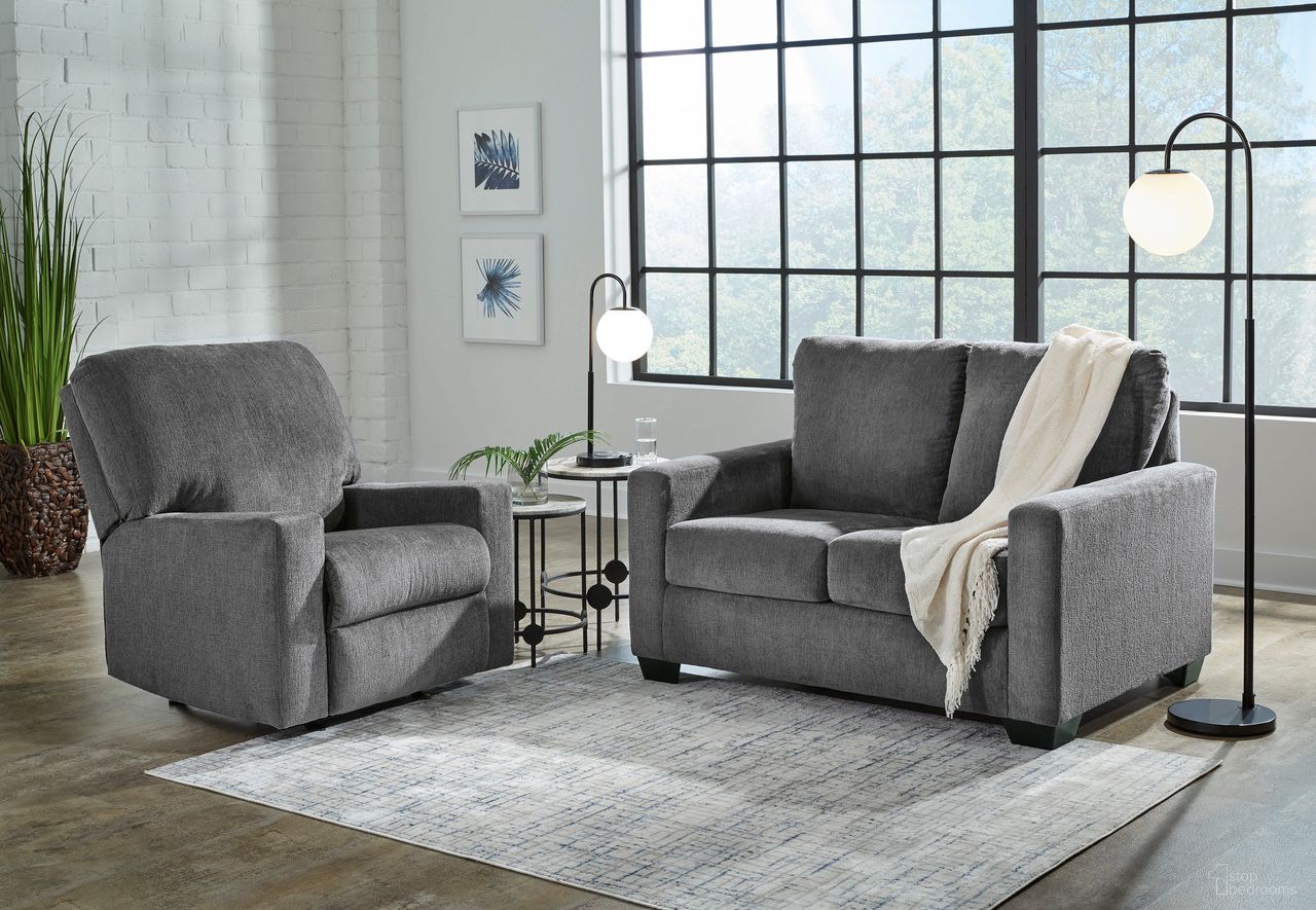 The appearance of Rannis Twin Sofa Sleeper and Recliner In Pewter designed by Signature Design by Ashley in the modern / contemporary interior design. This pewter piece of furniture  was selected by 1StopBedrooms from Rannis Collection to add a touch of cosiness and style into your home. Sku: 5360237;5360225. Material: Fabric.