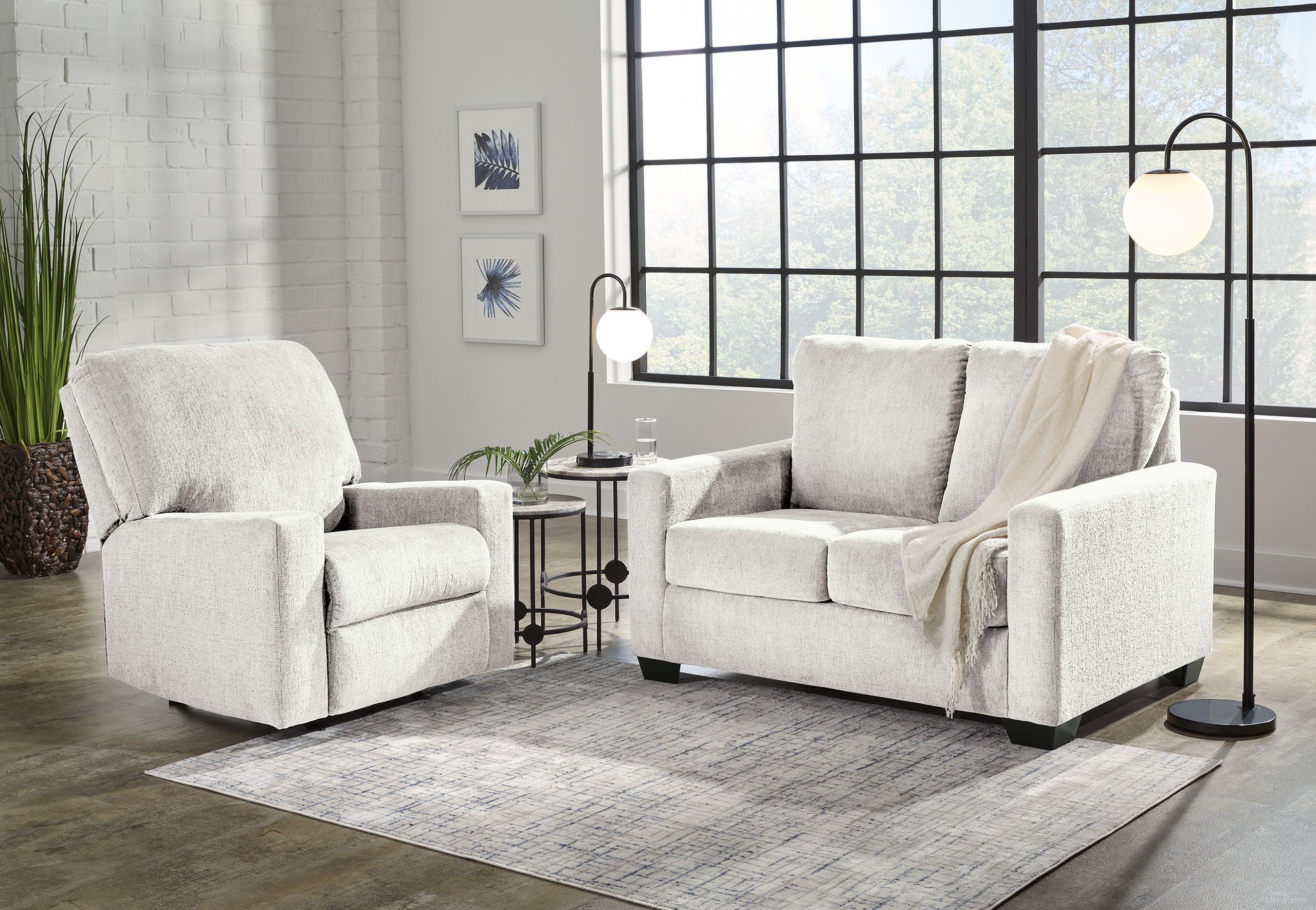 The appearance of Rannis Twin Sofa Sleeper and Recliner In Snow designed by Signature Design by Ashley in the modern / contemporary interior design. This snow piece of furniture  was selected by 1StopBedrooms from Rannis Collection to add a touch of cosiness and style into your home. Sku: 5360337;5360325. Material: Fabric.
