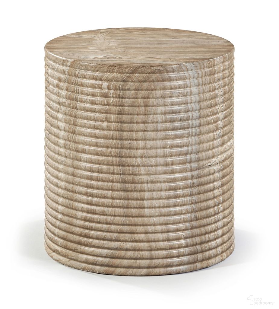 Rapallo Concrete Indoor and Outdoor End Table In Beige