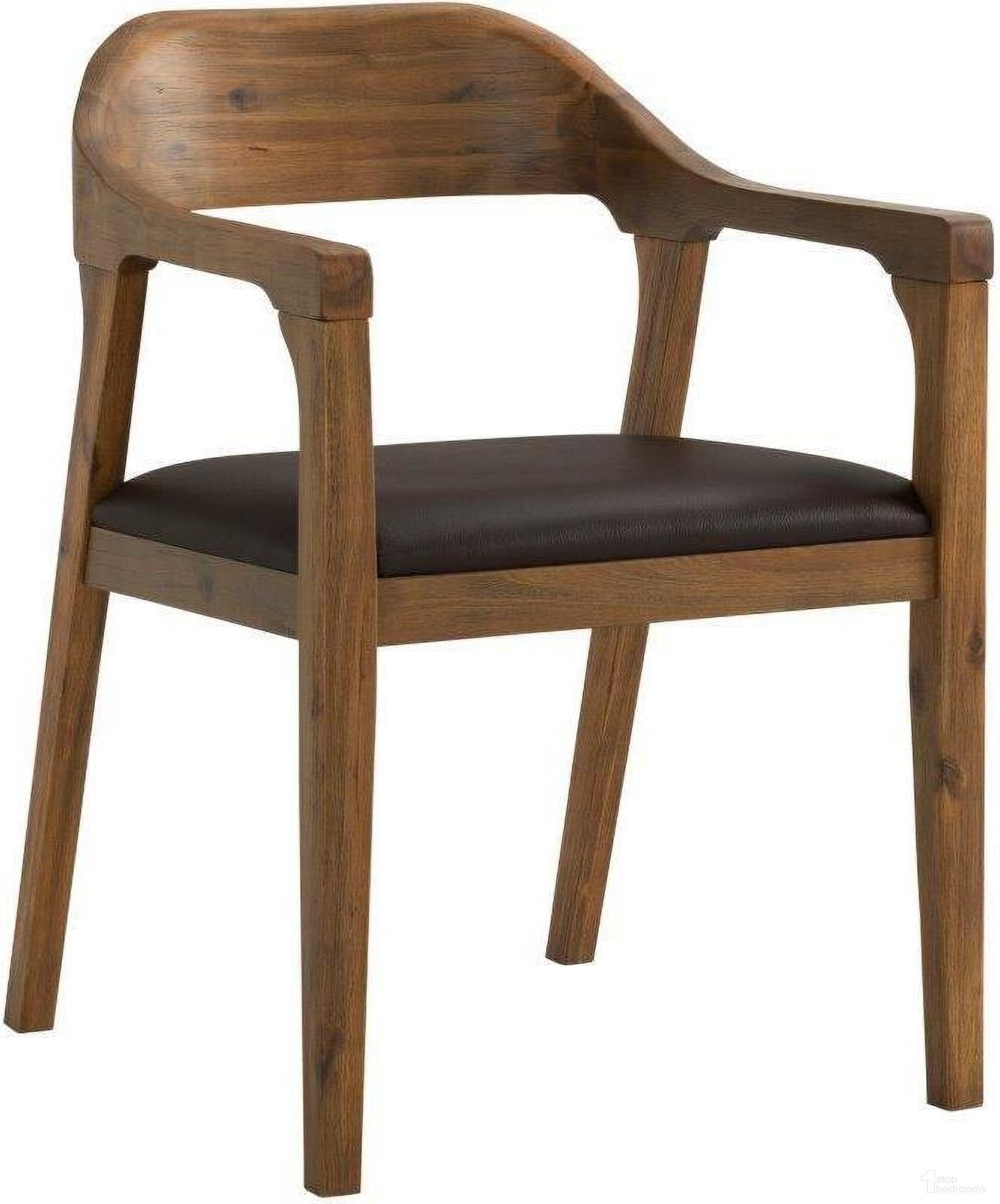 The appearance of Rasmus Dining Arm Chair In Chestnut Wire-Brush Finish designed by Boraam Industries in the transitional interior design. This chestnut piece of furniture  was selected by 1StopBedrooms from Rasmus Collection to add a touch of cosiness and style into your home. Sku: 77317. Material: Wood. Chair Type: Arm Chair.