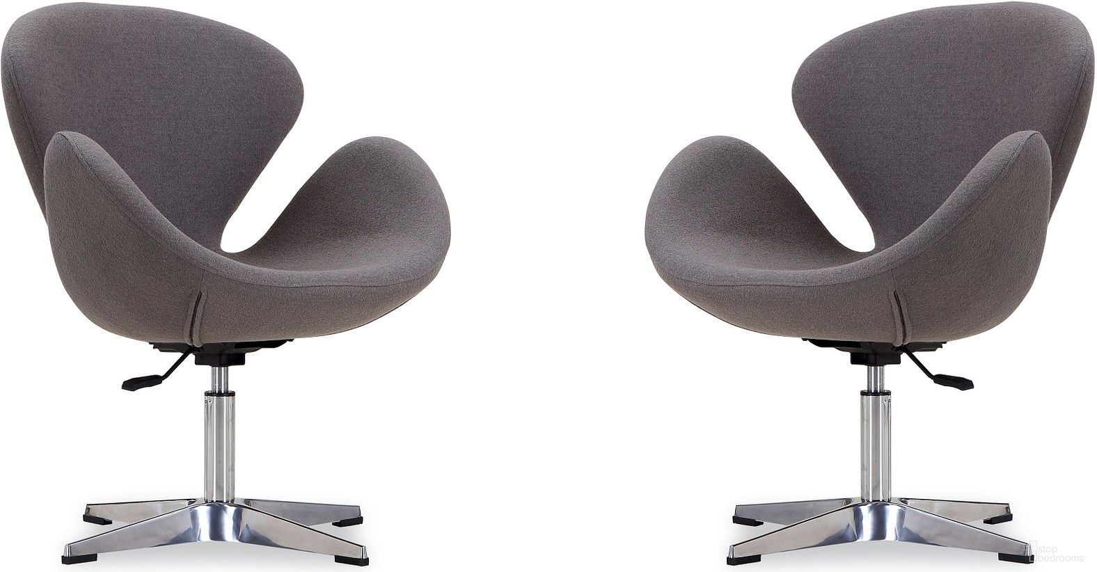 Raspberry Adjustable Swivel Chair in Grey and Polished Chrome (Set of 2)