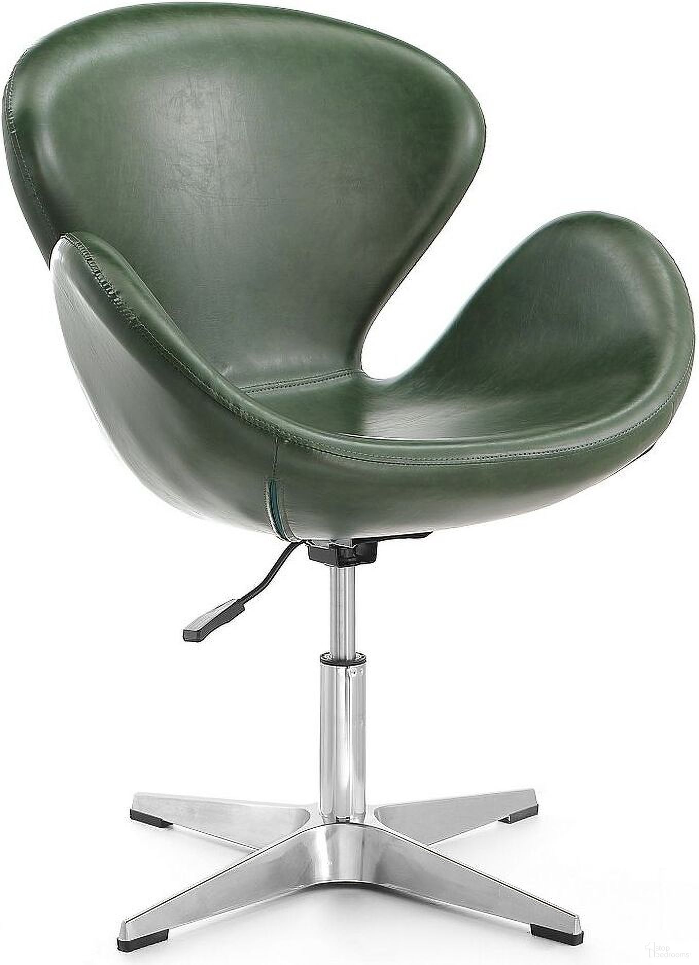 The appearance of Raspberry Faux Leather Adjustable Swivel Chair in Forest Green and Polished Chrome designed by Manhattan Comfort in the modern / contemporary interior design. This dark green piece of furniture was selected by 1StopBedrooms from Raspberry Collection to add a touch of cosiness and style into your home. Sku: AC038-FG. Material: Metal.