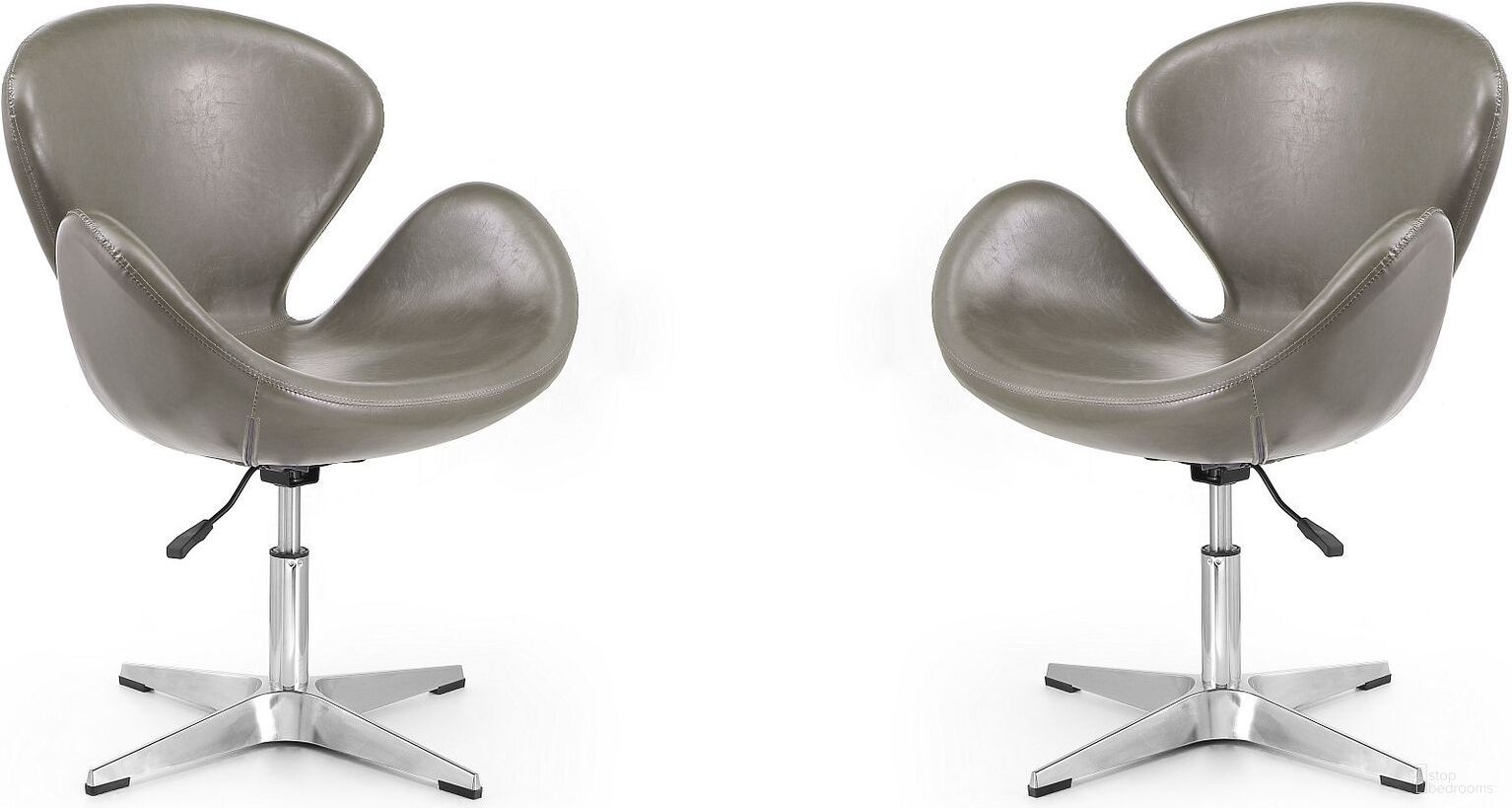 The appearance of Raspberry Faux Leather Adjustable Swivel Chair in Pebble and Polished Chrome (Set of 2) designed by Manhattan Comfort in the modern / contemporary interior design. This pebble piece of furniture was selected by 1StopBedrooms from Raspberry Collection to add a touch of cosiness and style into your home. Sku: AC038-PE;AC038-PE. Material: Metal.
