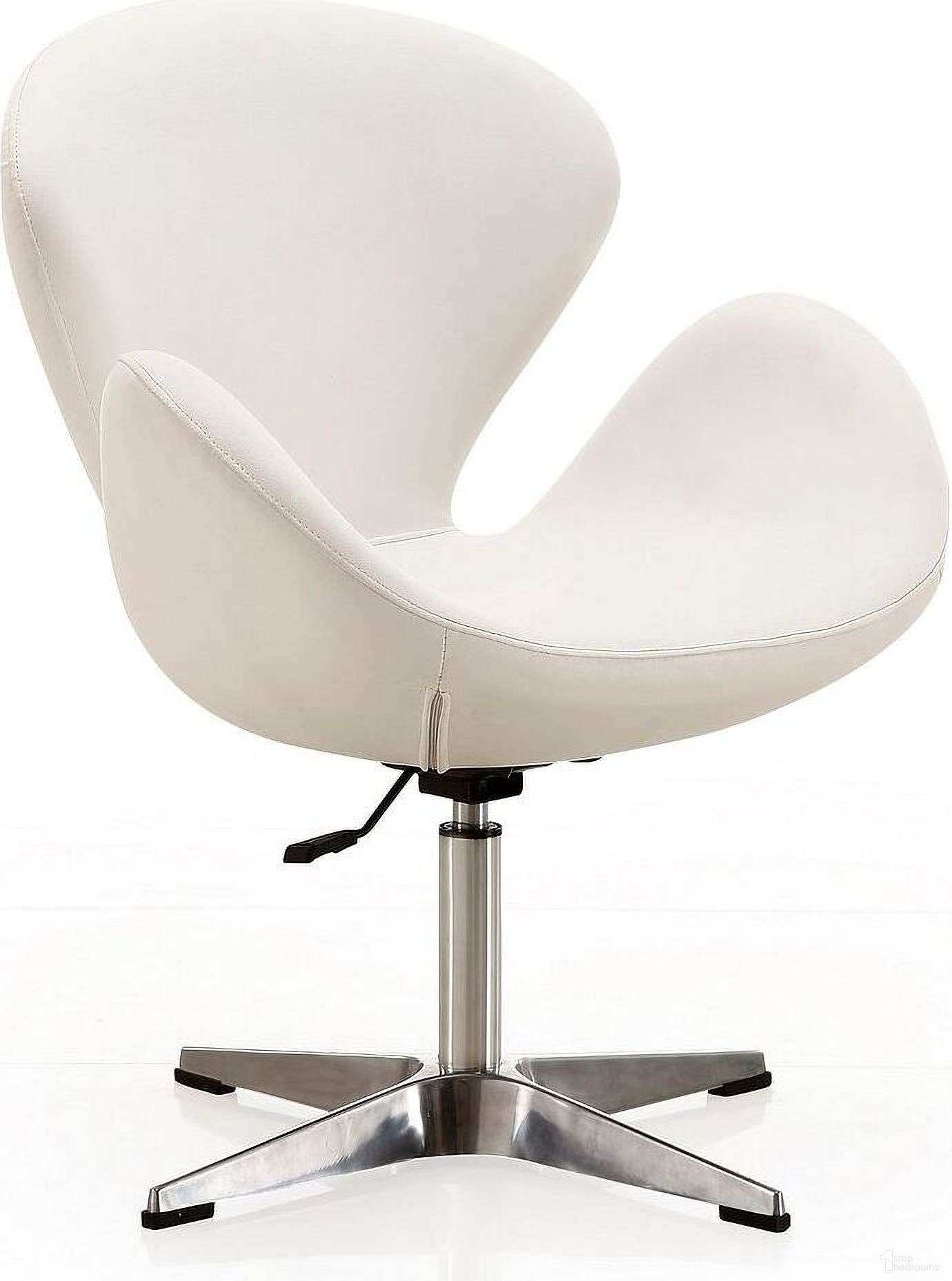 The appearance of Raspberry Faux Leather Adjustable Swivel Chair in White and Polished Chrome designed by Manhattan Comfort in the modern / contemporary interior design. This white piece of furniture was selected by 1StopBedrooms from Raspberry Collection to add a touch of cosiness and style into your home. Sku: AC038-WH. Material: Metal.