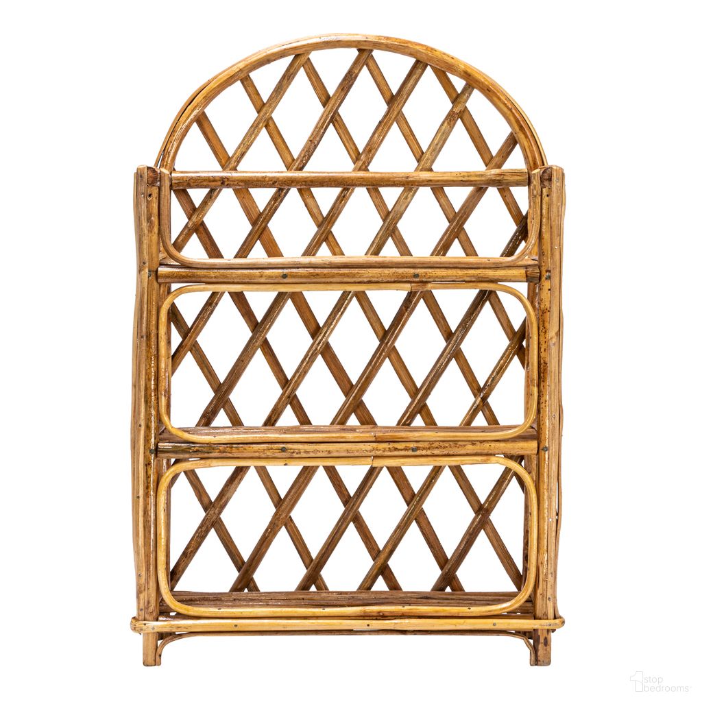 The appearance of Rattan Wall Shelf with 3-Tier Shelves In Natural designed by Bloomingville in the rustic / southwestern interior design. This natural piece of furniture  was selected by 1StopBedrooms from  to add a touch of cosiness and style into your home. Sku: AH1479. Material: Cane.