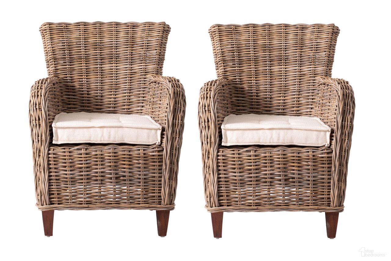 The appearance of Rattan Wingback Wicker Chairs Set of 2 with Seat Cushions In Natural Brown designed by Homeroots in the rustic / southwestern interior design. This natural brown piece of furniture was selected by 1StopBedrooms from to add a touch of cosiness and style into your home. Sku: 397830. Material: Wicker. Chair Type: Arm Chair.