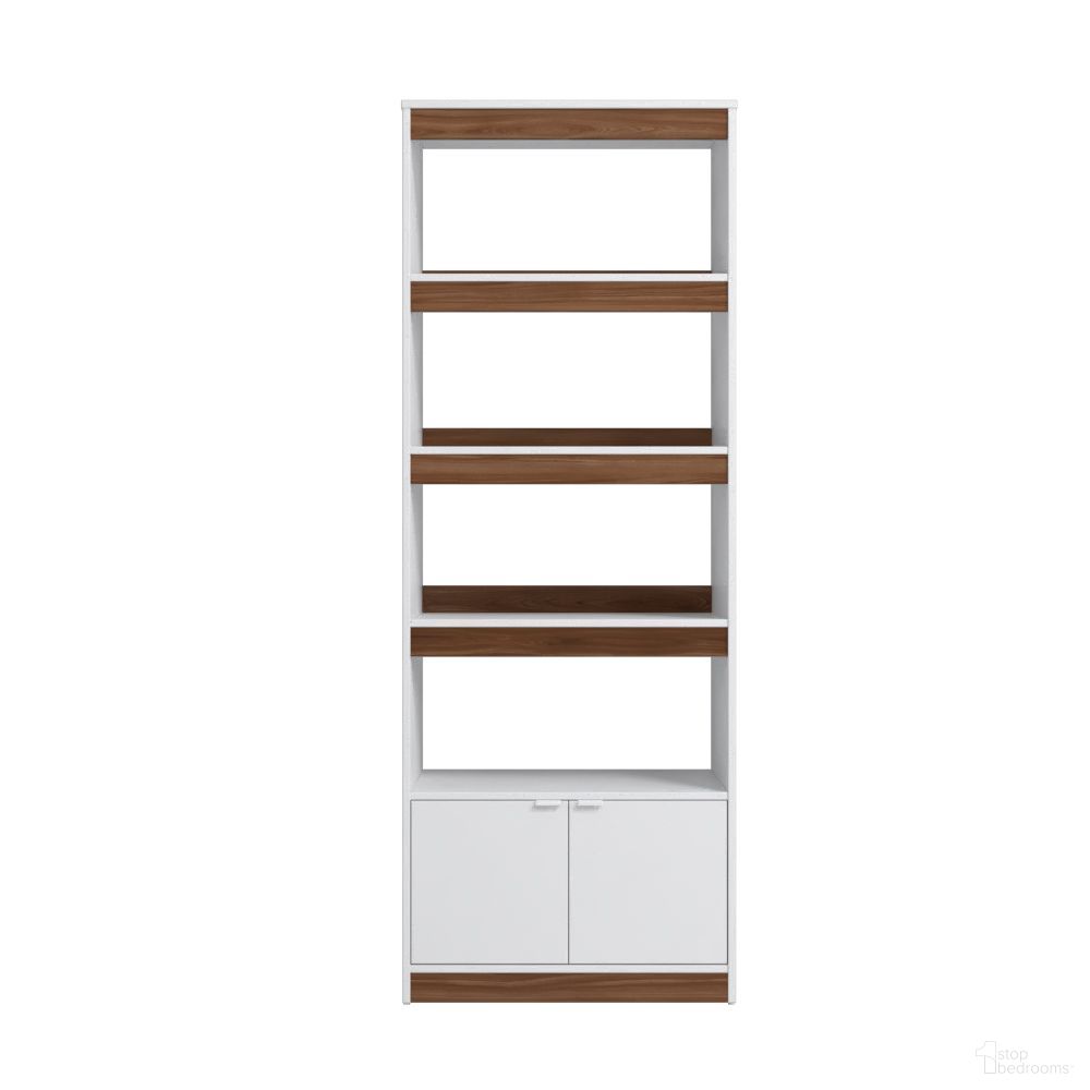 The appearance of Ratzer Bookcase In White and Brown designed by Manhattan Comfort in the transitional interior design. This white and brown piece of furniture was selected by 1StopBedrooms from Ratzer Collection to add a touch of cosiness and style into your home. Sku: BC-316AMC193. Material: MDP.