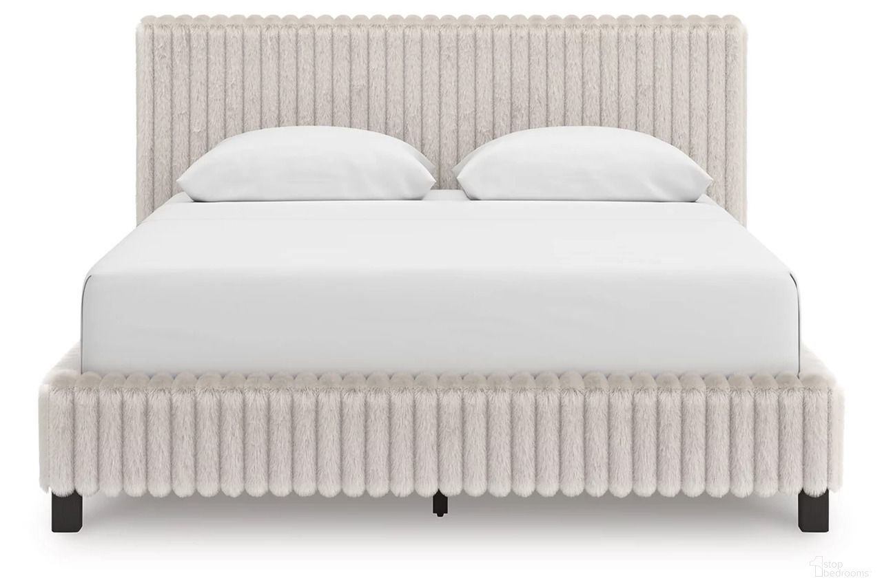 The appearance of Ravalori Queen Upholstered Bed In White designed by Signature Design by Ashley in the modern / contemporary interior design. This white piece of furniture was selected by 1StopBedrooms from Ravalori Collection to add a touch of cosiness and style into your home. Sku: NCB3381-81;NCB3381-99. Bed Size: Queen. Bed Type: Upholstered Bed.