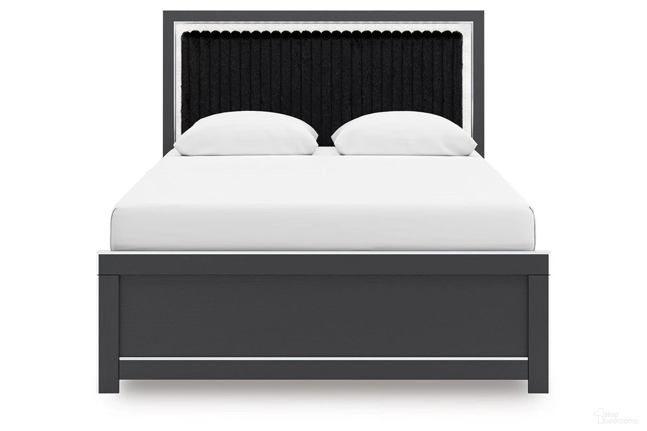 The appearance of Ravalori Queen Upholstered Panel Bed In Black designed by Signature Design by Ashley in the modern / contemporary interior design. This black piece of furniture was selected by 1StopBedrooms from Ravalori Collection to add a touch of cosiness and style into your home. Sku: NCB3380-54;NCB3380-57;NCB3380-96. Bed Type: Panel Bed. Bed Size: Queen.