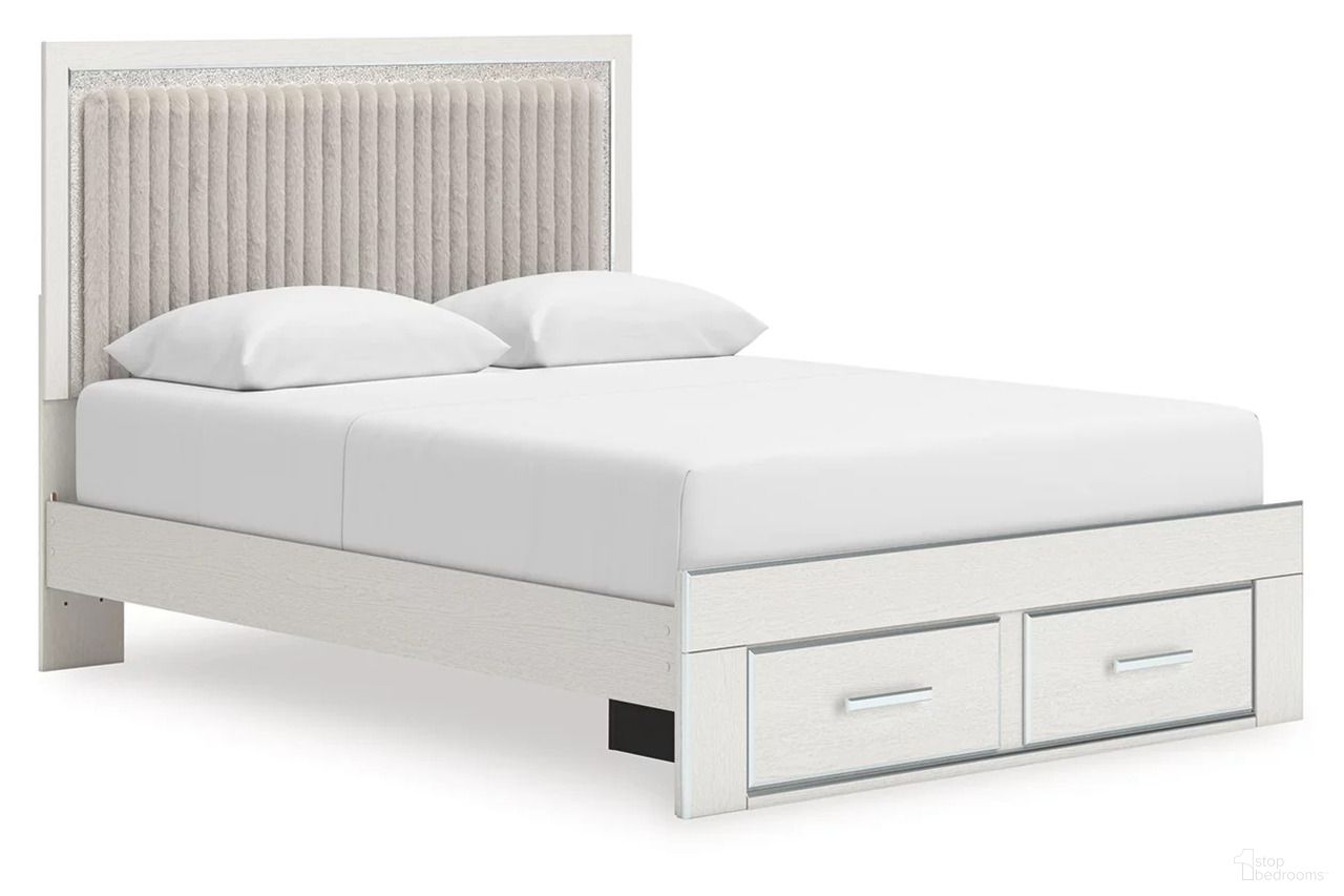 The appearance of Ravalori Queen Upholstered Panel Storage Bed In White designed by Signature Design by Ashley in the modern / contemporary interior design. This white piece of furniture  was selected by 1StopBedrooms from Ravalori Collection to add a touch of cosiness and style into your home. Sku: B100-13;NCB3381-54S;NCB3381-57;NCB3381-95. Bed Type: Storage Bed. Bed Size: Queen.