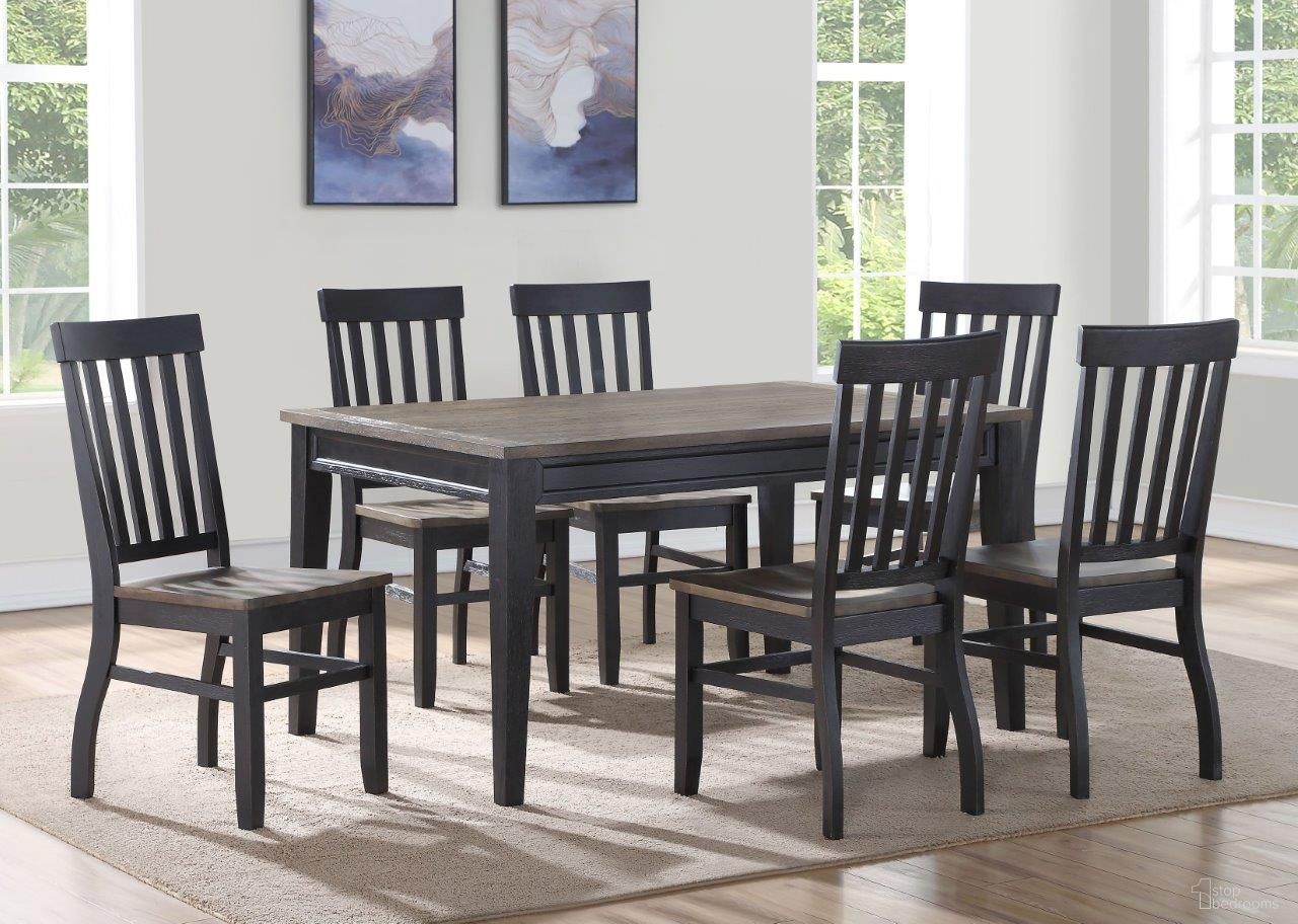 The appearance of Raven Ebony And Driftwood Noir Dining Room Set designed by Steve Silver in the transitional interior design. This brown piece of furniture was selected by 1StopBedrooms from Raven Collection to add a touch of cosiness and style into your home. Sku: RN500T;RN500S. Table Base Style: Legs. Material: MDF. Table Top Shape: Rectangular.