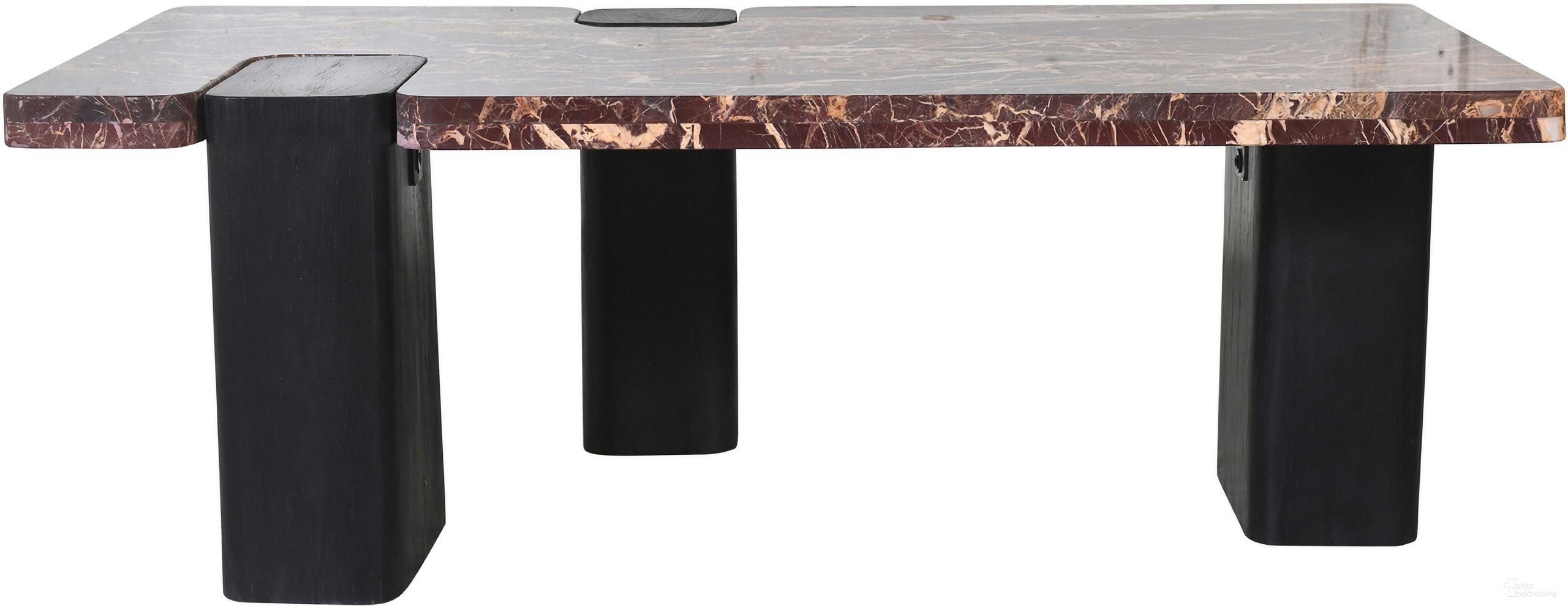 The appearance of Ravenna Genuine Marble Top and Oak Wood Base Coffee Table In Burgundy and Black designed by Meridian in the modern / contemporary interior design. This burgundy and black piece of furniture was selected by 1StopBedrooms from Ravenna Collection to add a touch of cosiness and style into your home. Sku: 99077Cherry-CT Box 1/2 (Top);99077Cherry-CT Box 2/2 (Base). Material: Marble.