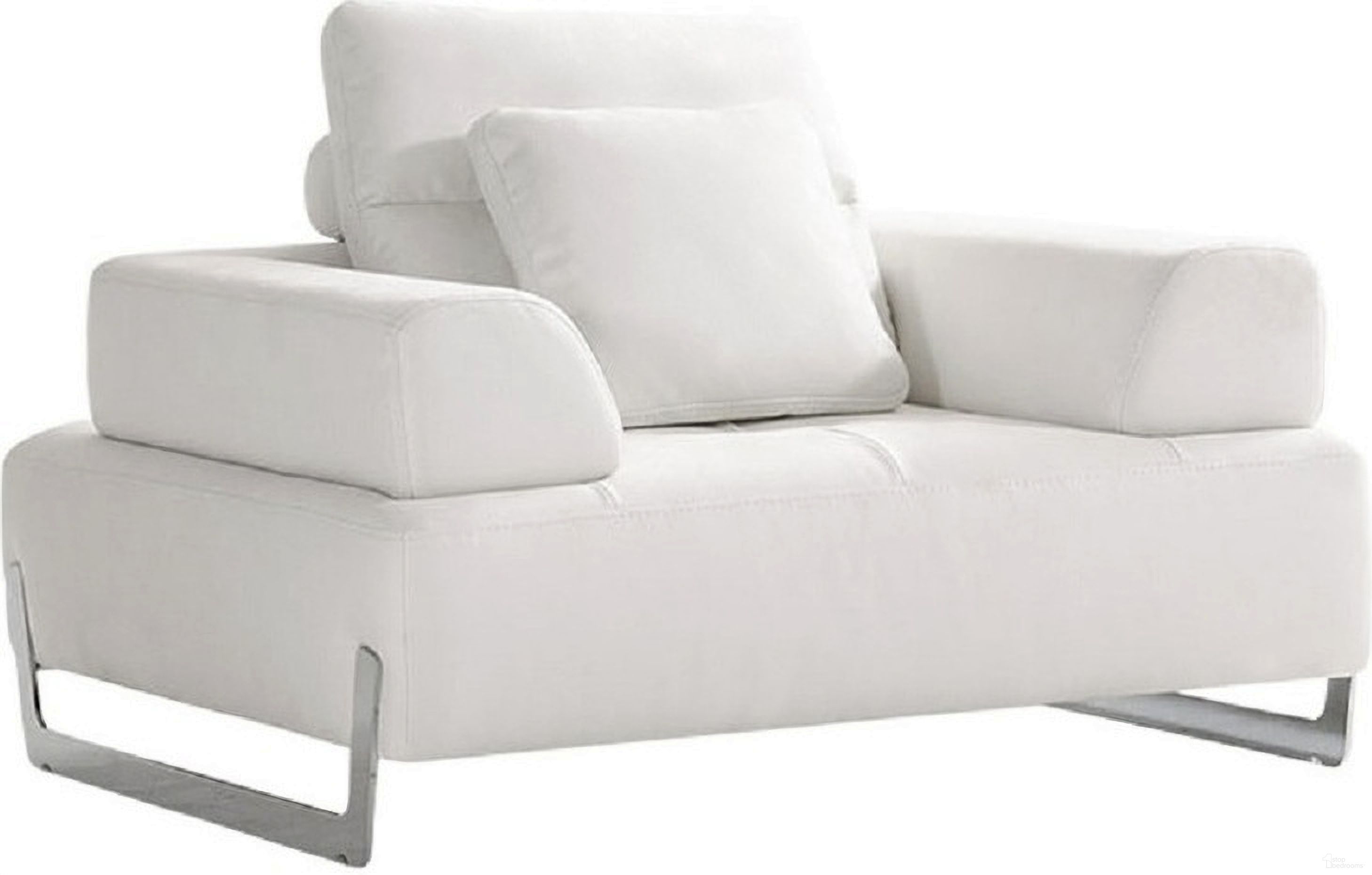 The appearance of Ravenna Faux Suede Accent Chair with Sliding Backrest and Armrest In White and Chrome designed by Pasargad Home in the modern / contemporary interior design. This white and chrome piece of furniture was selected by 1StopBedrooms from Positano Collection to add a touch of cosiness and style into your home. Sku: PSLM-012-1. Material: Faux Suede.