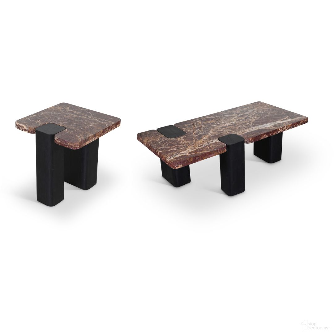 The appearance of Ravenna Genuine Marble Top and Oak Wood Base Occasional Table Set In Burgundy and Black designed by Meridian in the modern / contemporary interior design. This burgundy and black piece of furniture was selected by 1StopBedrooms from Ravenna Collection to add a touch of cosiness and style into your home. Sku: 99077Cherry-CT Box 1/2 (Top);99077Cherry-CT Box 2/2 (Base);99077Cherry-ET Box 1/2 (Top);99077Cherry-ET Box 2/2 (Base). Material: Marble.