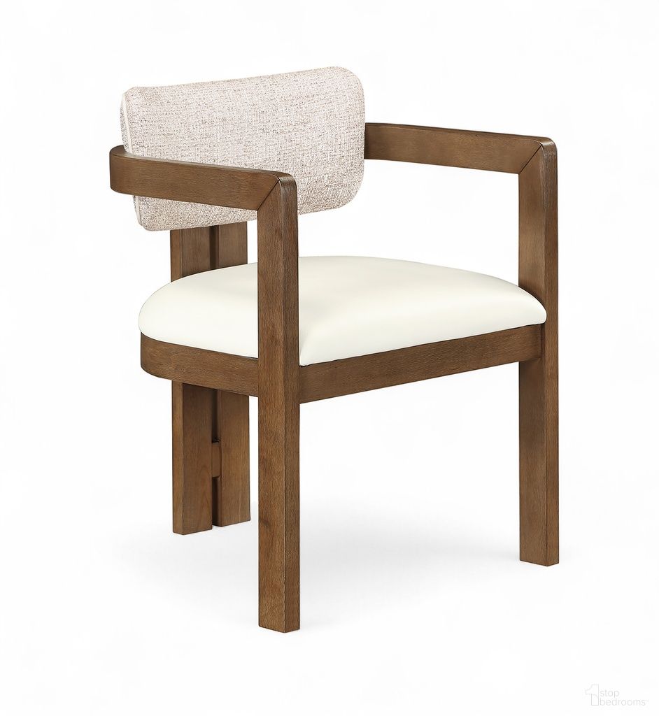 The appearance of Ravina Vegan Leather and Linen Textured Fabric Upholstered Dining Chair Set of 2 In Beige designed by Meridian in the modern / contemporary interior design. This beige piece of furniture was selected by 1StopBedrooms from Ravina Collection to add a touch of cosiness and style into your home. Sku: 88079Beige-C. Material: Foam. Chair Type: Arm Chair.