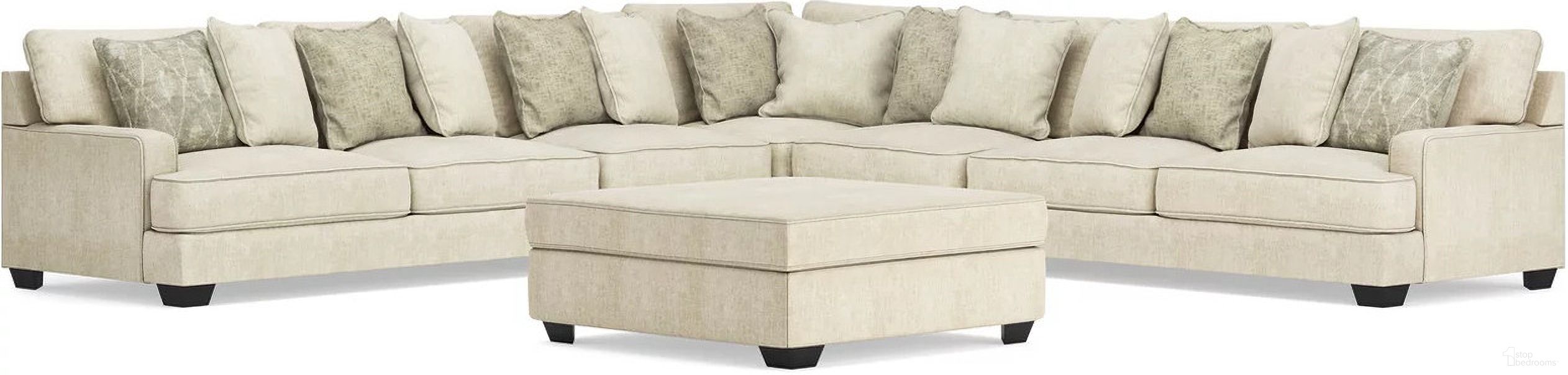 Rawcliffe 5-Piece Sectional and Oversized Ottoman In Parchment