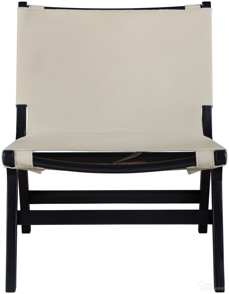 Rawlins Vegan Leather Upholstered Accent Chair In Beige and Painted Black