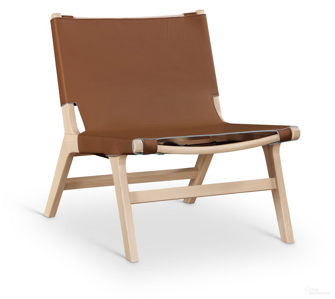 The appearance of Rawlins Vegan Leather Upholstered Accent Chair In Cognac and Painted Natural designed by Meridian in the modern / contemporary interior design. This cognac/painted natural piece of furniture was selected by 1StopBedrooms from Rawlins Collection to add a touch of cosiness and style into your home. Sku: 33004Cognac-C. Material: Leather.