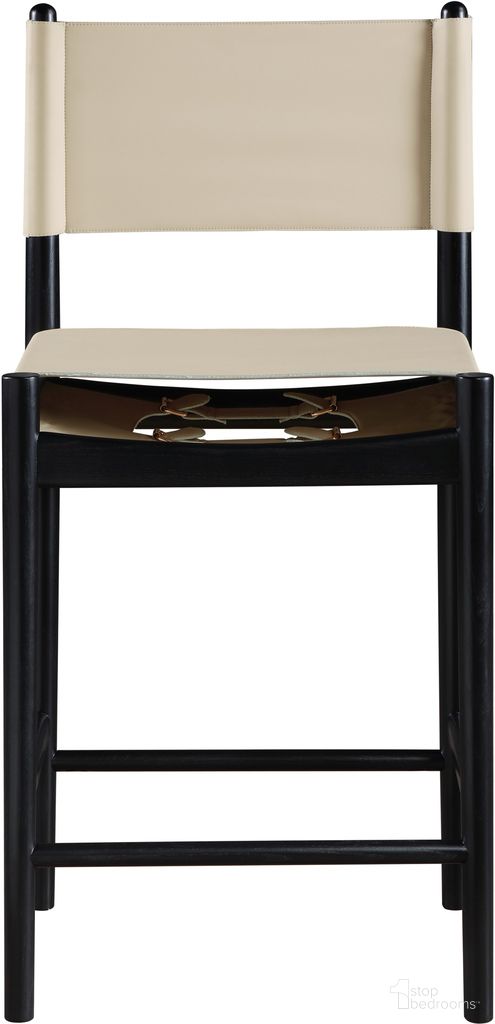 The appearance of Rawlins Vegan Leather Upholstered Counter Stool In Beige and Black designed by Meridian in the modern / contemporary interior design. This black and beige piece of furniture  was selected by 1StopBedrooms from Rawlins Collection to add a touch of cosiness and style into your home. Sku: 11015Beige-C. Material: Vegan Leather.